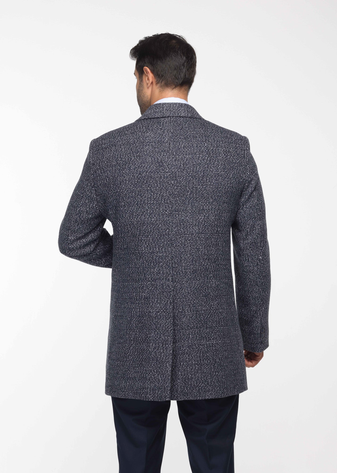 Regular fit Caro Half Coat In Dark Blue