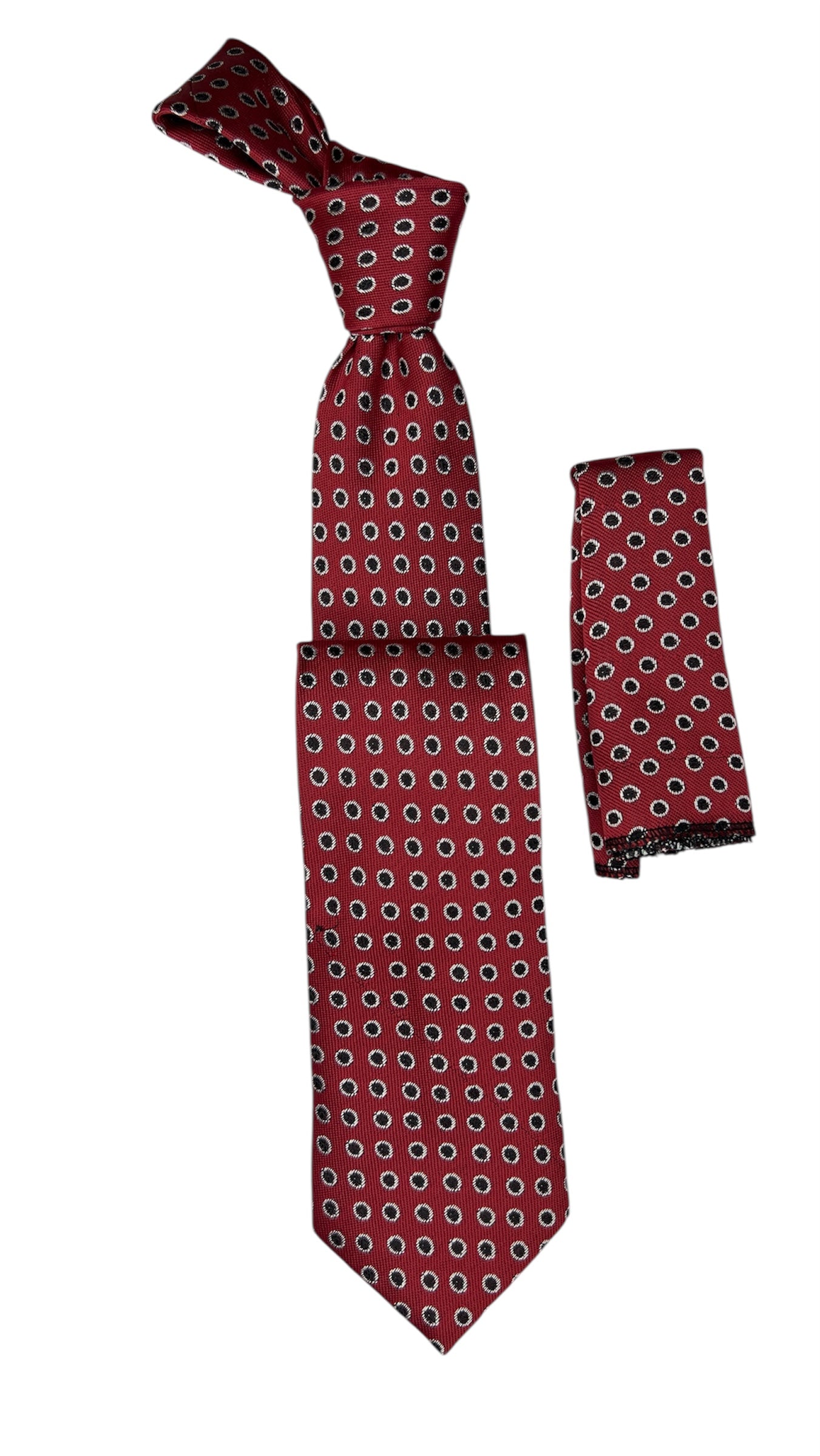 Jacquard Woven Tie with handkerchief 8cm Red