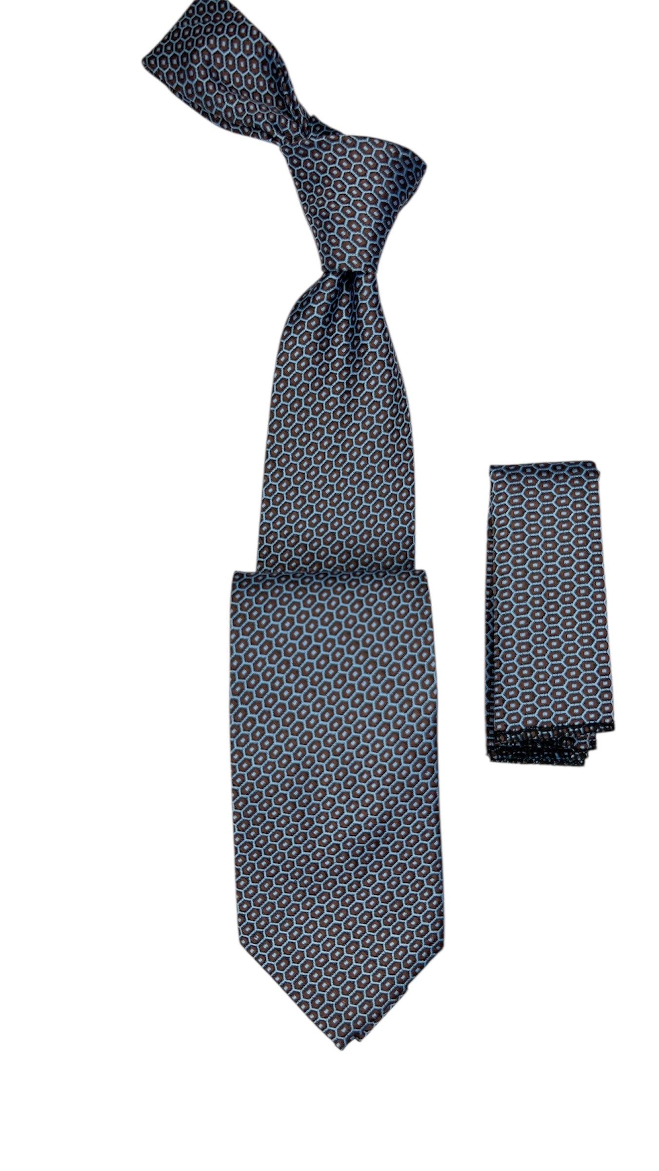 Jacquard Woven Tie with handkerchief 8cm grey