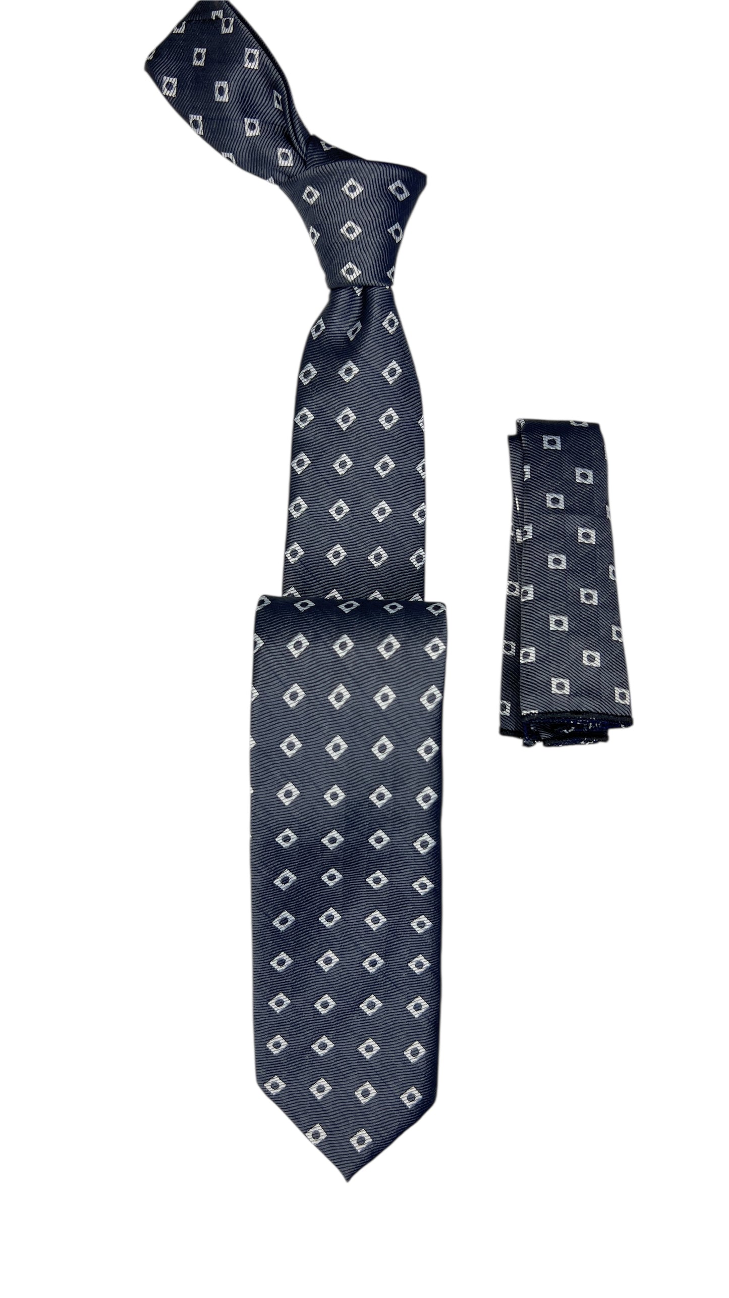 ربطة عنق منسوجة من الجاكار مع منديل 7 سم رمادي