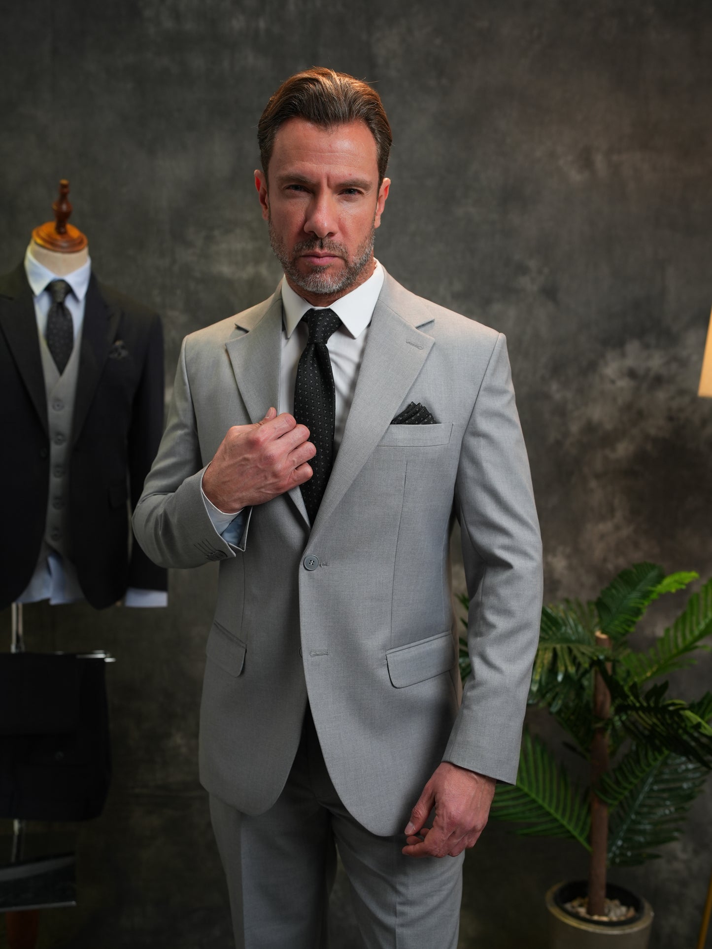 Regular fit golden Suit in Light Grey