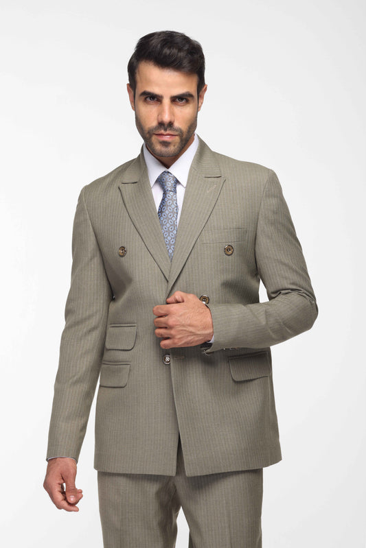 Double-Breasted Suit In Olive