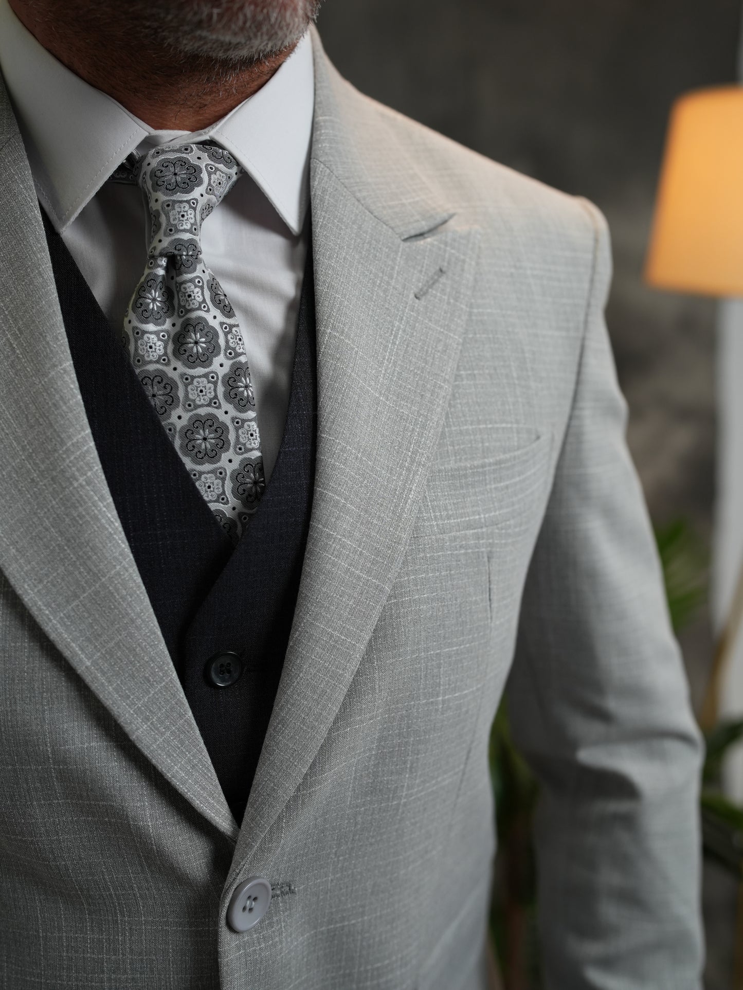 بدلة مختلطة بقصّة Slim-Fit باللون الرمادي