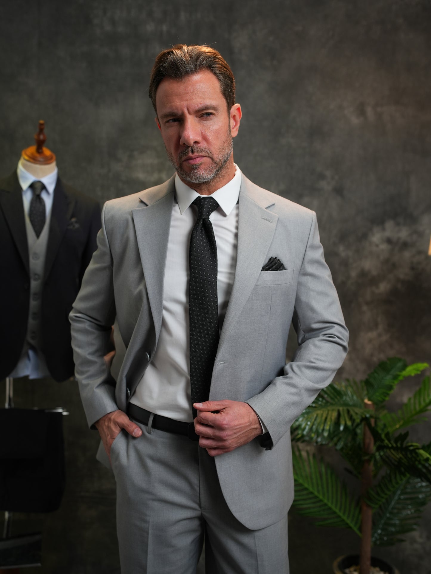 Regular fit golden Suit in Light Grey
