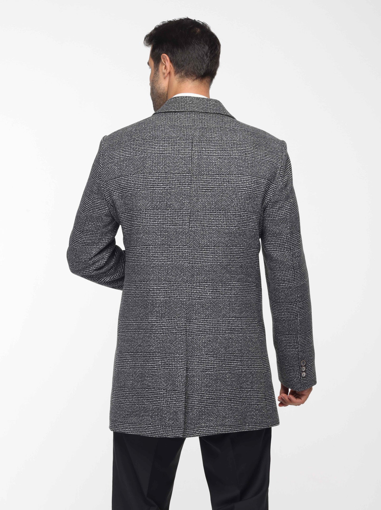 Regular fit Caro Half Coat In Grey
