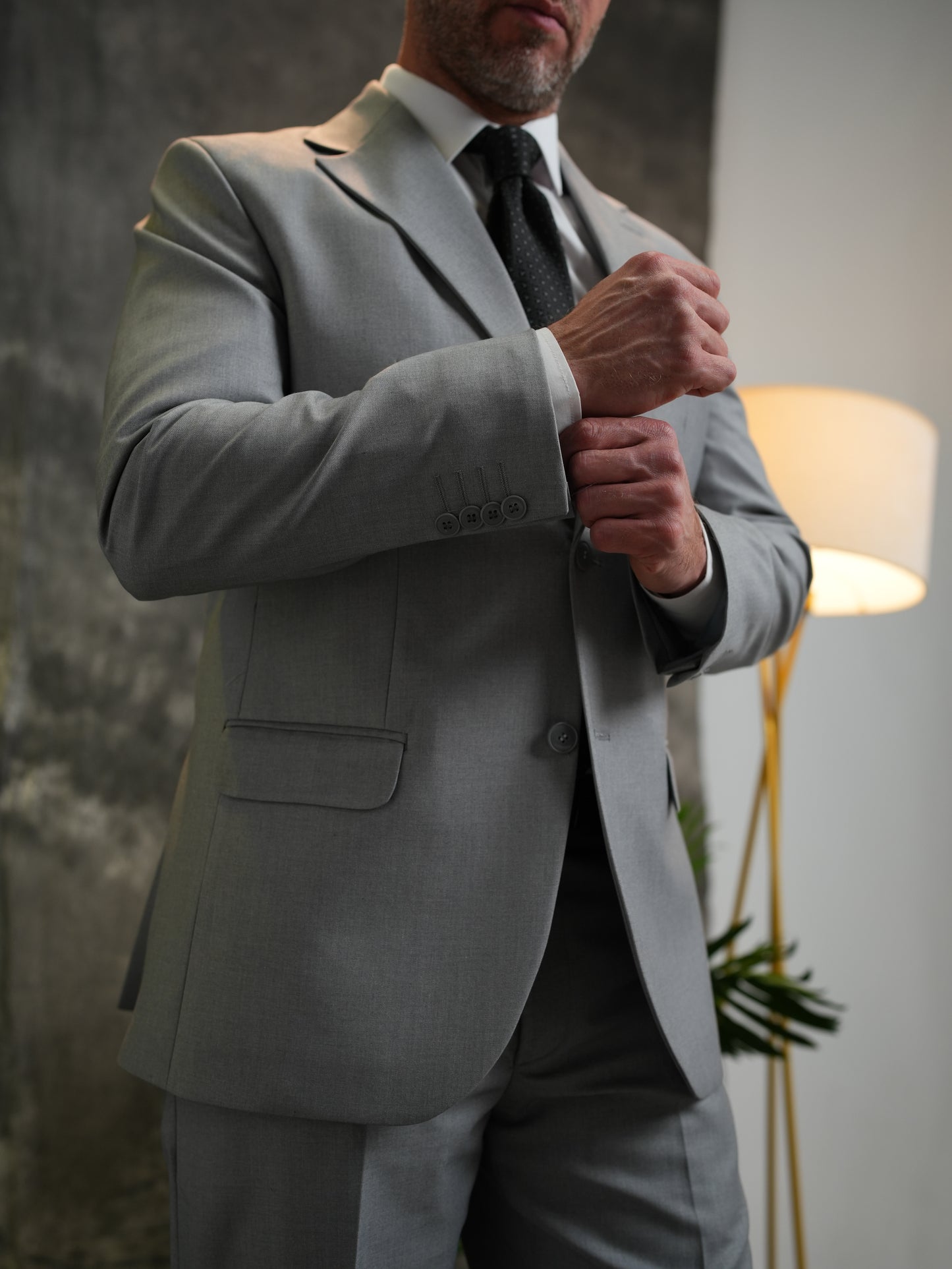 Regular fit golden Suit in Light Grey