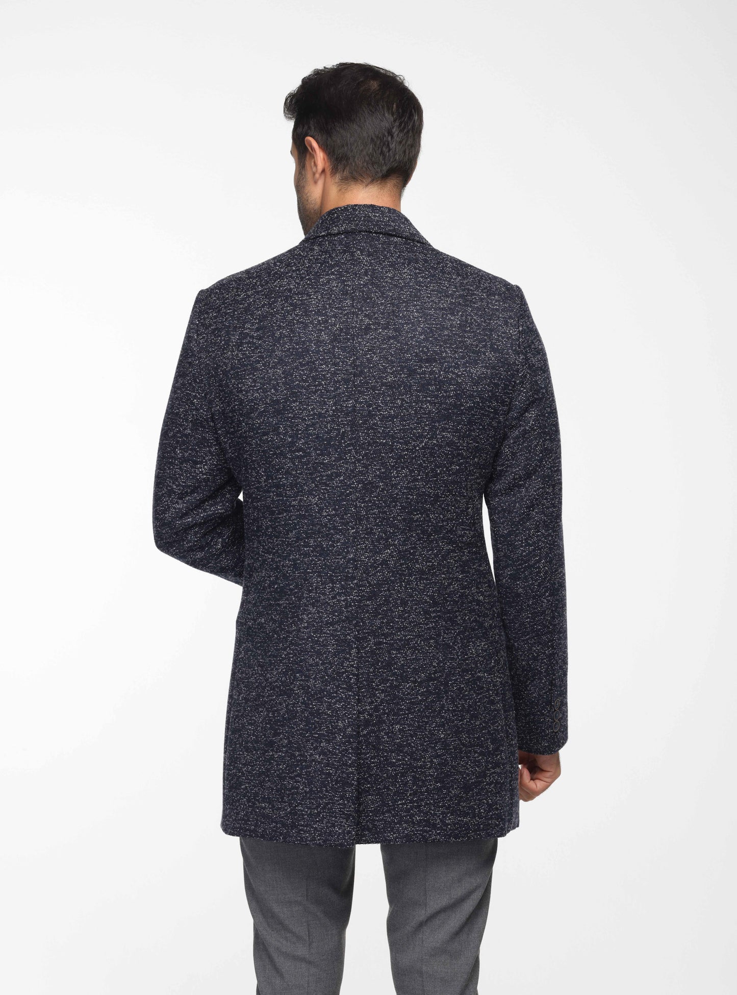 Regular fit Checkered Coat In Navy