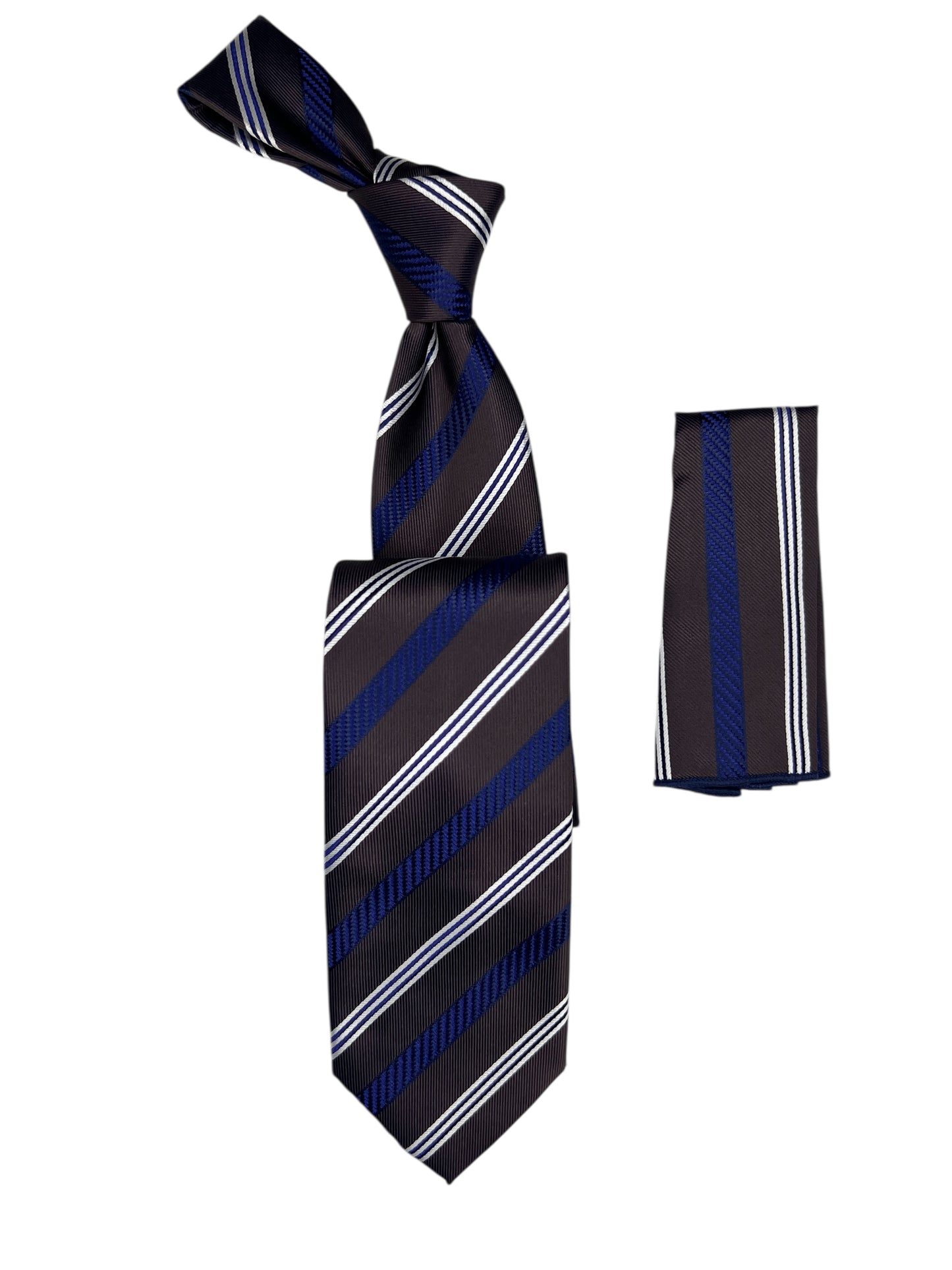 Jacquard Woven Tie with handkerchief 8cm Black