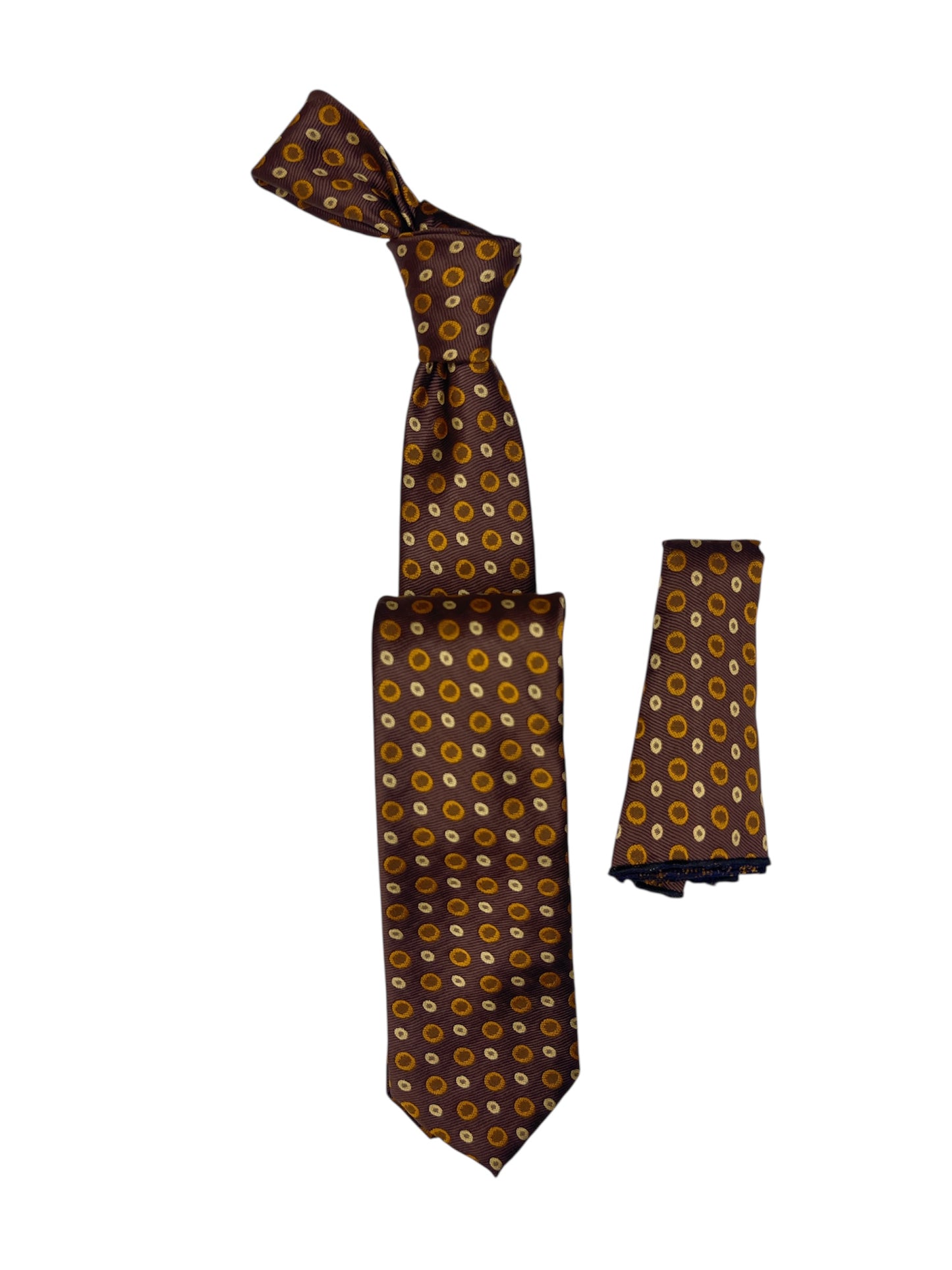 Jacquard Woven Tie with handkerchief 7cm beige