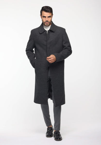 Long Classic Coat In Dark Grey