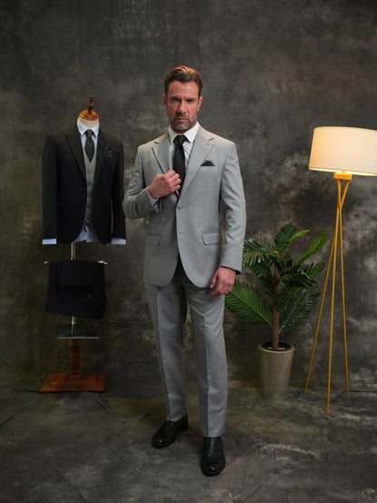 Regular fit golden Suit in Light Grey
