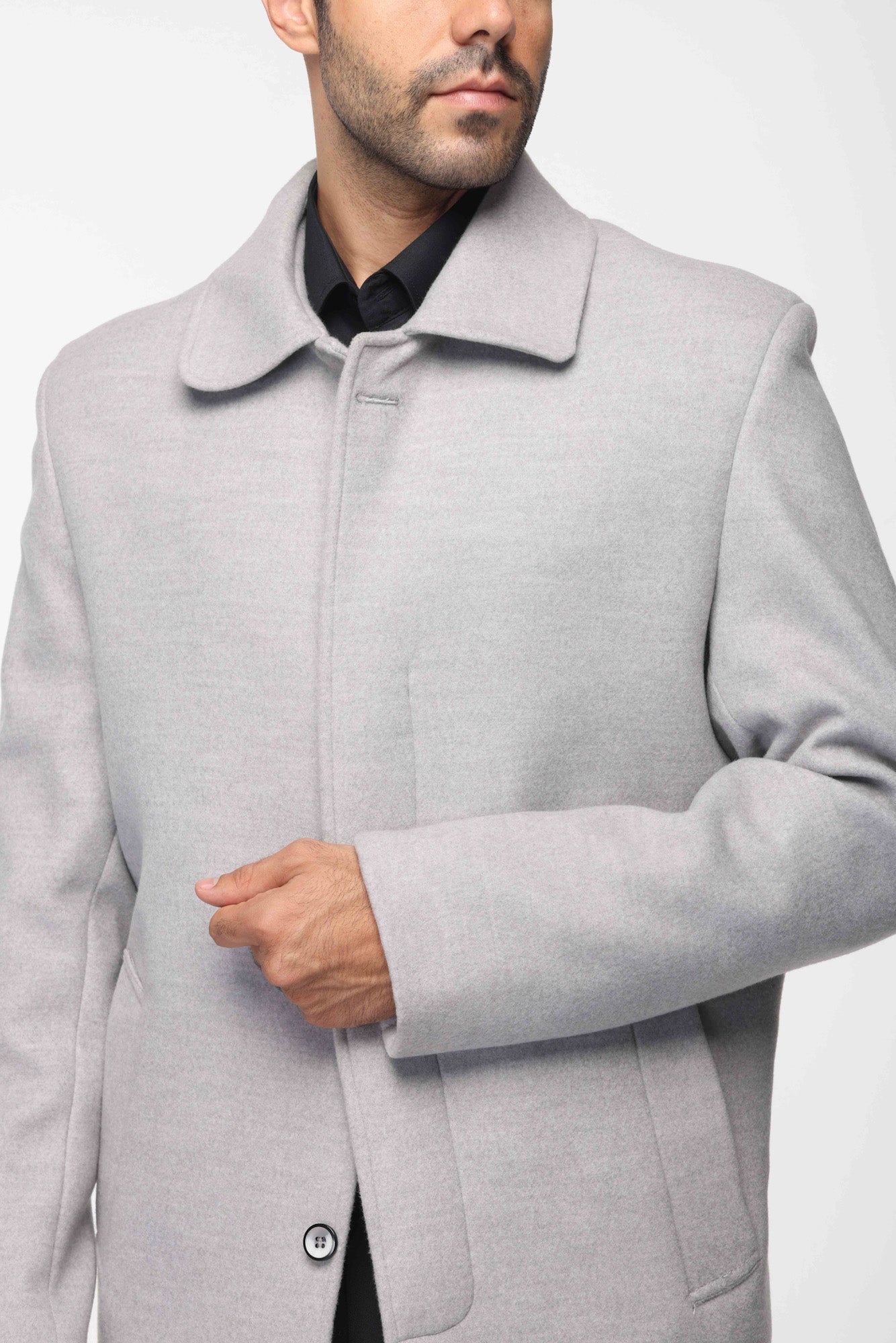 Long Classic Coat In Light Grey