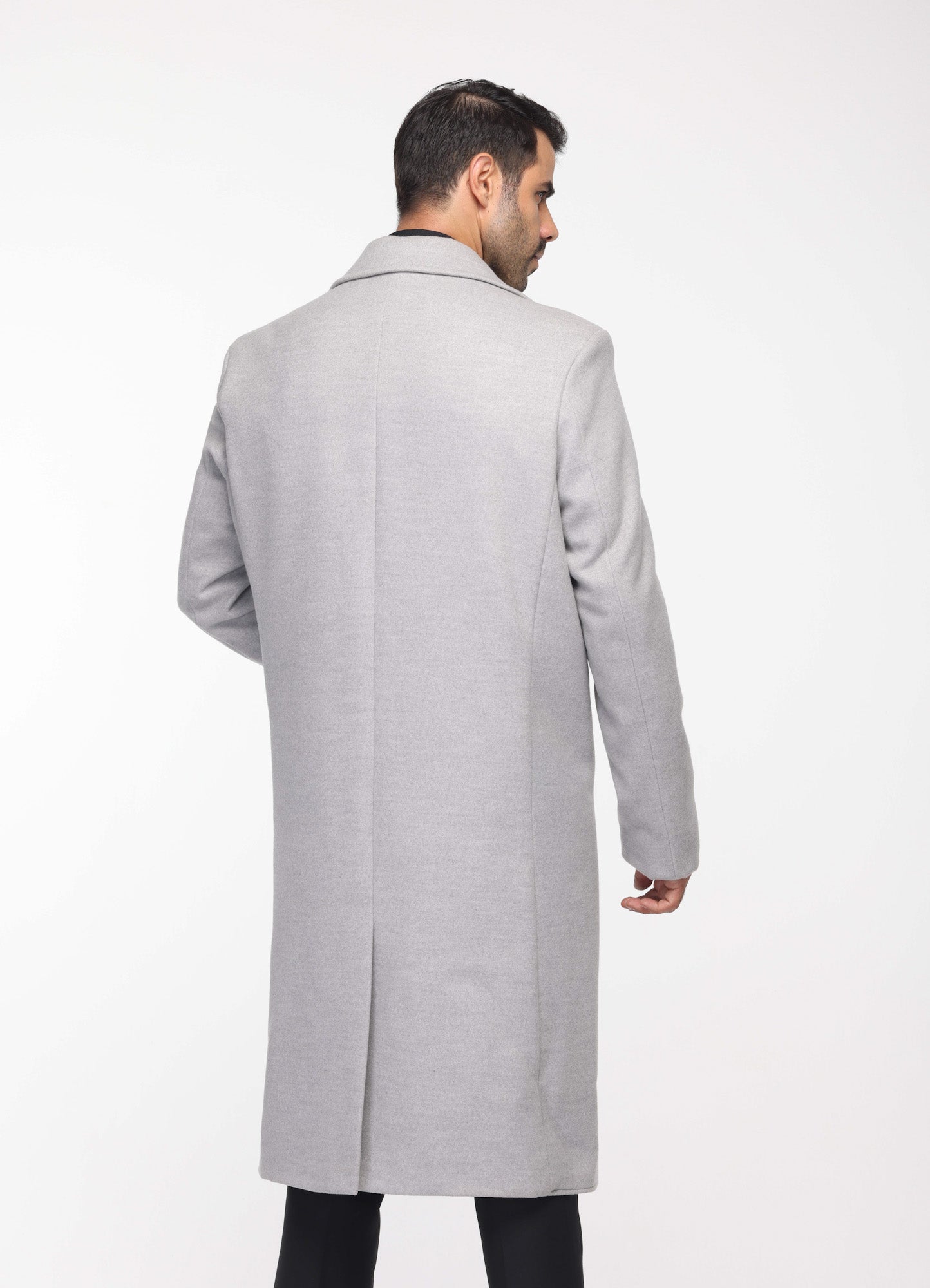 Long Classic Coat In Light Grey
