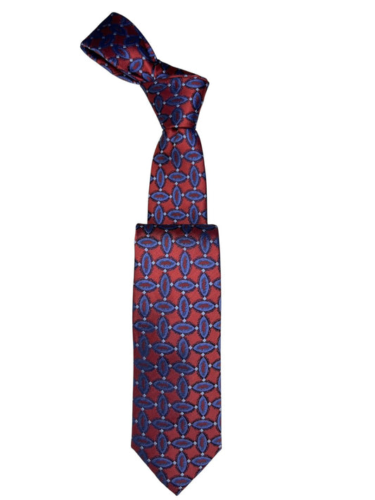 Jacquard Woven Tie 7cm Burgundy ang navy