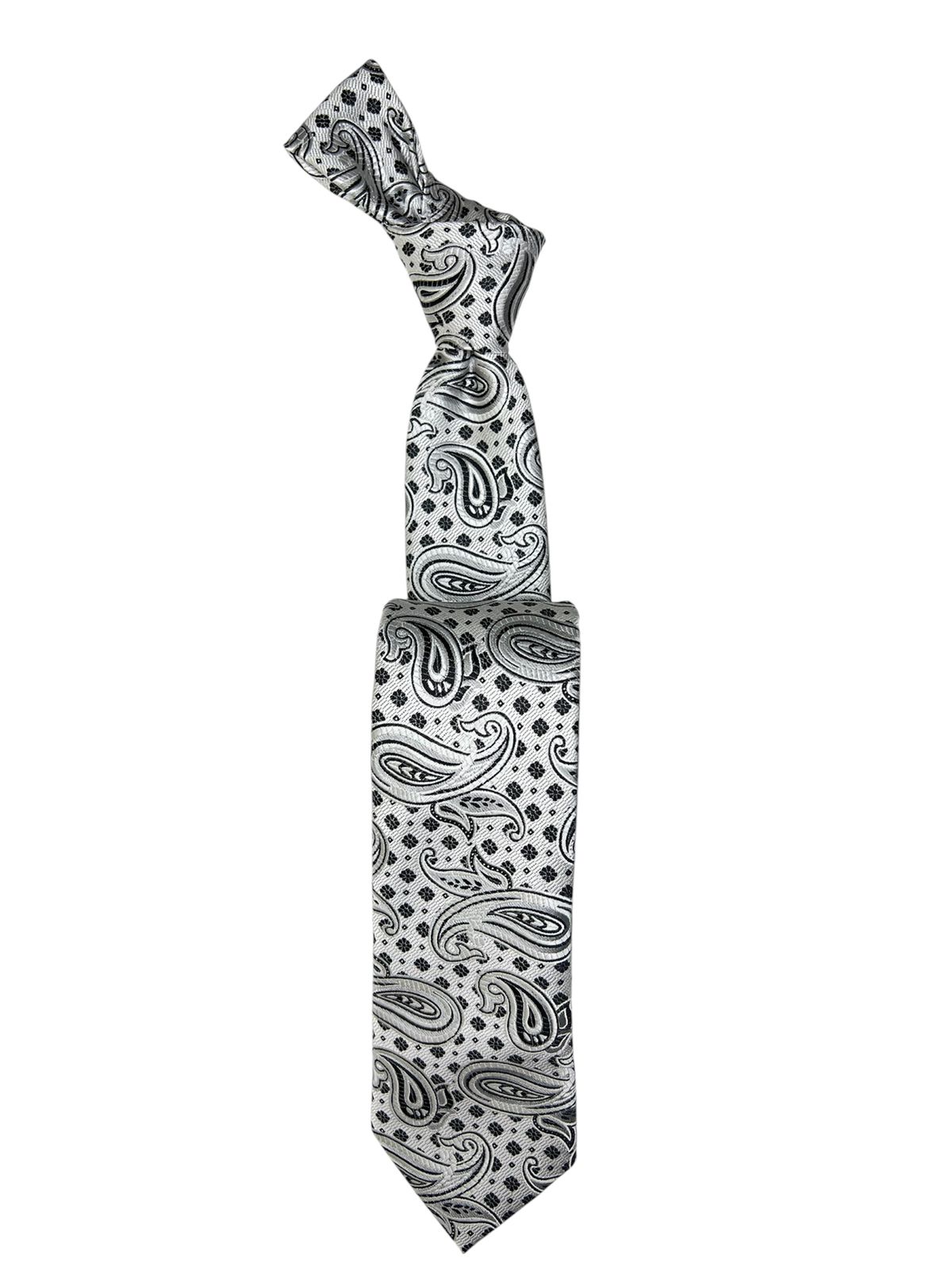 Jacquard Woven Tie 7cm White