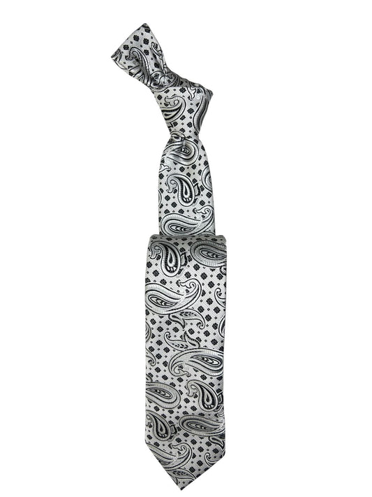 Jacquard Woven Tie 7cm White