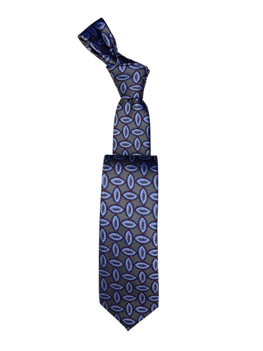 Jacquard Woven Tie 7cm grey and blue