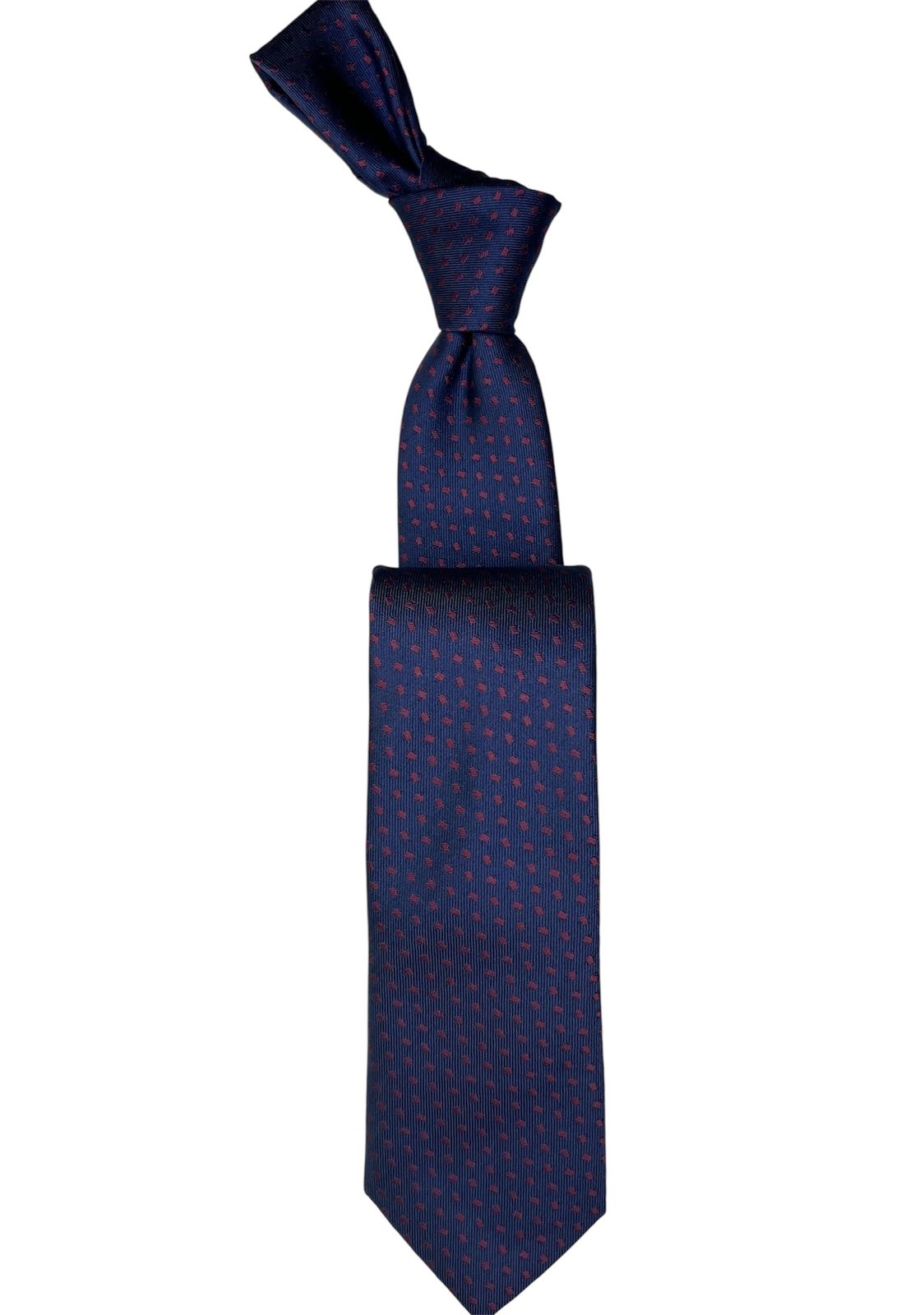 dotted Woven Tie 7cm navy